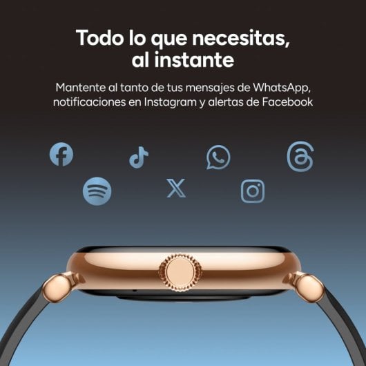 Ksix Iria Go Bluetooth 43mm AMOLED Caixa Dourada Correa Metálica e Silicone Preta SpO2