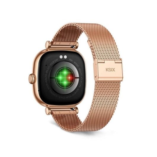 Ksix Iria Go Bluetooth 43mm AMOLED Caixa Dourada Correa Metálica e Silicone Preta SpO2