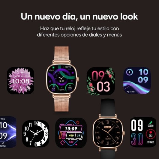 Ksix Iria Go Bluetooth 43mm AMOLED Caixa Dourada Correa Metálica e Silicone Preta SpO2