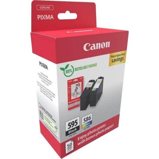 Cartucho de tinta Canon PG595/CL586 Pack doble negro y color 6,7 ml + 9,9 ml
