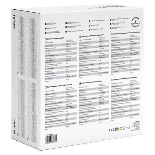 Destructeur de documents Savio ND-01 coupe croisée P-4 6 feuilles 11,5 L noir