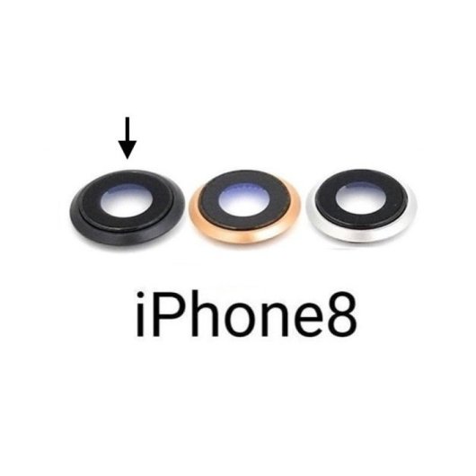 Vitre de caméra complète avec cadre pour iPhone 8, remplacement noir