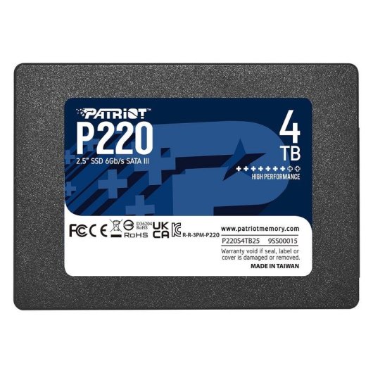 Disque Dur Patriot P220 4TB SSD 2,5" SATA III 500Mo/s Haute Fiabilité