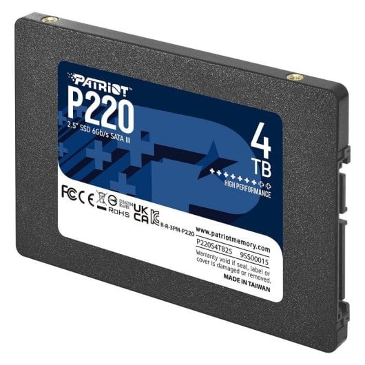 Disque Dur Patriot P220 4TB SSD 2,5" SATA III 500Mo/s Haute Fiabilité
