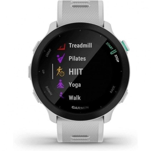 Garmin Forerunner 55 Bluetooth GPS 42mm MIP Bianco Resistente Acqua 5ATM Pulsimetro