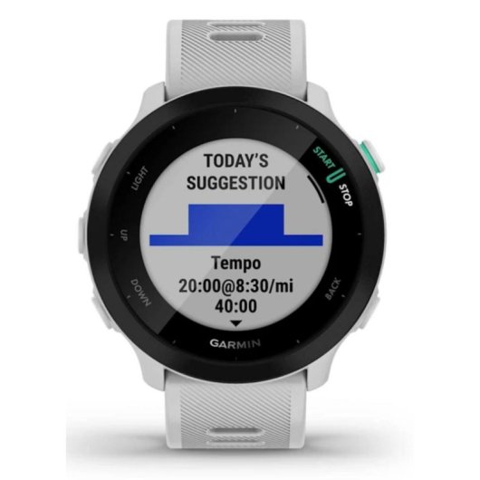 Garmin Forerunner 55 Bluetooth GPS 42mm MIP Bianco Resistente Acqua 5ATM Pulsimetro