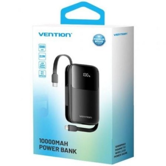 Powerbank Vention I11BA 10000mAh 22.5W Nera con cavi USB-C e Lightning