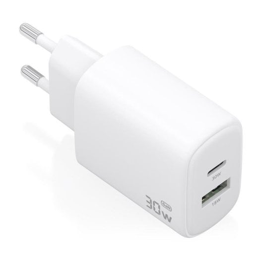 Caricatore Aisens A110-0977 GaN 30W USB-C PD3.0 QC4.0 USB-A QC3.0 Bianco