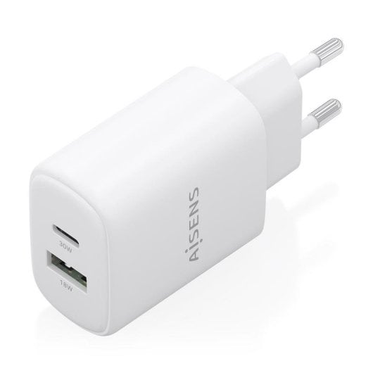 Caricatore Aisens A110-0977 GaN 30W USB-C PD3.0 QC4.0 USB-A QC3.0 Bianco