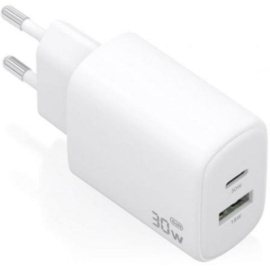 Caricatore Aisens A110-0977 GaN 30W USB-C PD3.0 QC4.0 USB-A QC3.0 Bianco
