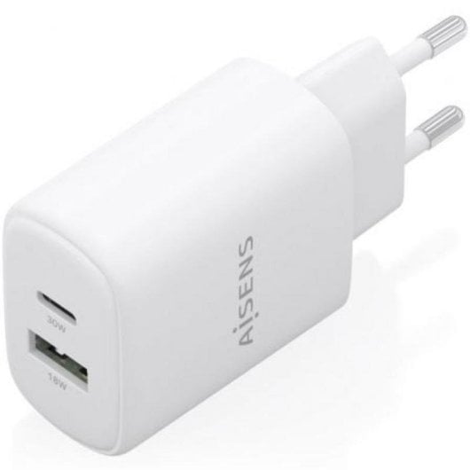 Caricatore Aisens A110-0977 GaN 30W USB-C PD3.0 QC4.0 USB-A QC3.0 Bianco