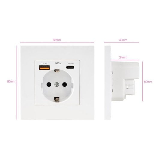Steckdosenleiste Nanocable 10.35.0011 1 Steckplatz USB-A QC 3.0 USB-C PD Schutz