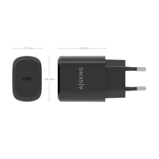 Caricatore Aisens A110-0976 GaN 30W USB-C PD3.0 ricarica rapida nero