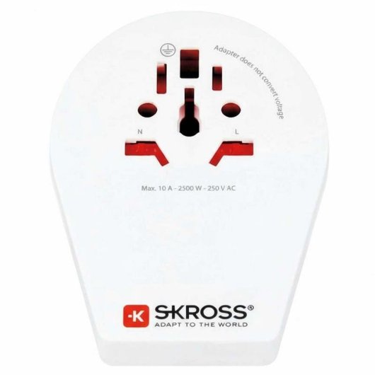 Adattatore da viaggio SKROSS 1.500271-E Universale 2500 W Bianco compatto