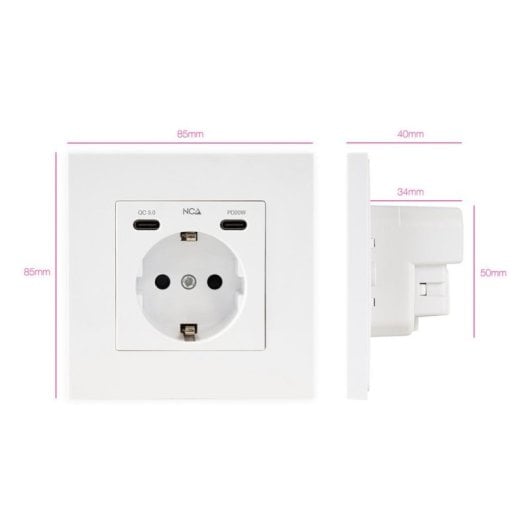 Steckdosenleiste Nanocable 10.35.0012 1 Steckplatz 2 USB-C PD QC Schutz
