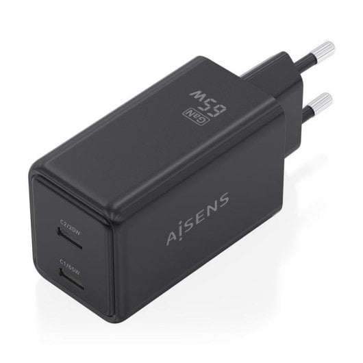 Caricatore Aisens ASCH-65W2P079-BK GaN 65W 2xUSB-C PD3.0 QC4.0 Nero