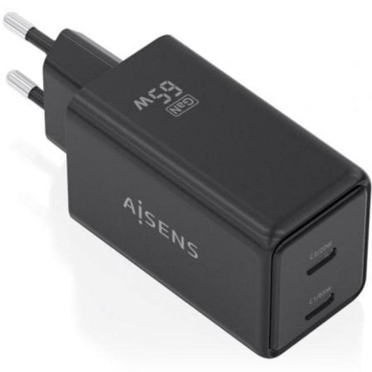 Caricatore Aisens ASCH-65W2P079-BK GaN 65W 2xUSB-C PD3.0 QC4.0 Nero