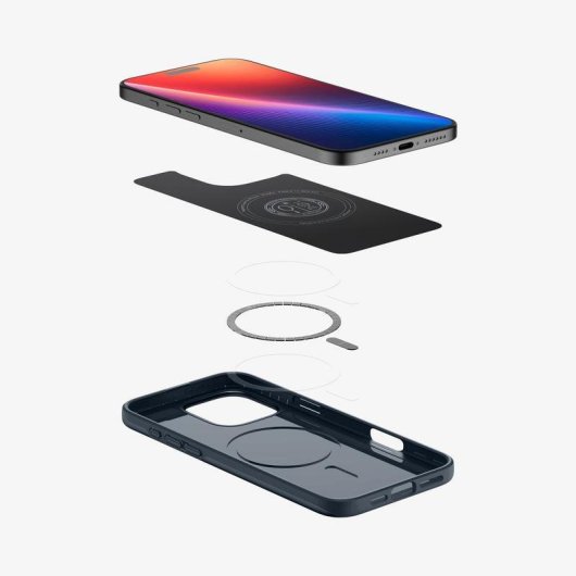 Funda para móvel SPIGEN Thin Fit MagFit capa policarbonato azul escuro MagSafe para iPhone 16 Pro