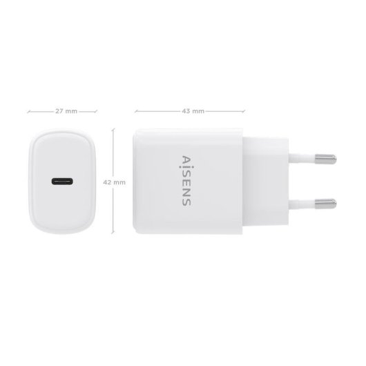 Caricatore Aisens A110-0975 GaN 30W USB-C PD3.0 ricarica rapida bianco