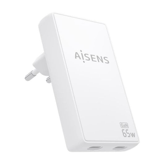 Caricatore Aisens ASCH-65W2P077-W GaN Ultra Sottile 65W 2xUSB-C Bianco
