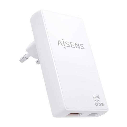 Chargeur mural Aisens ASCH-65W2P076-W GaN 65W USB-C USB-A ultra-fin blanc