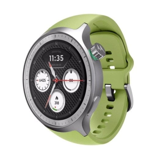 Motorola Moto Watch Bluetooth GPS 47mm OLED Prata Correa Verde M IP68 SpO2 Pulsómetro