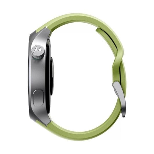 Motorola Moto Watch Bluetooth GPS 47mm OLED Prata Correa Verde M IP68 SpO2 Pulsómetro