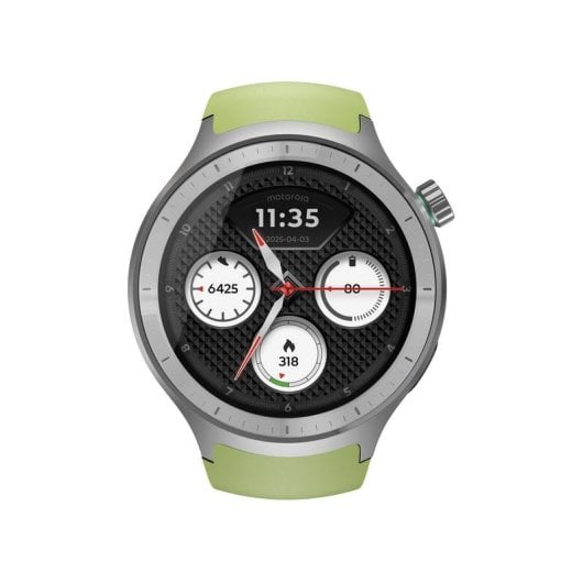 Motorola Moto Watch Bluetooth GPS 47mm OLED Prata Correa Verde M IP68 SpO2 Pulsómetro