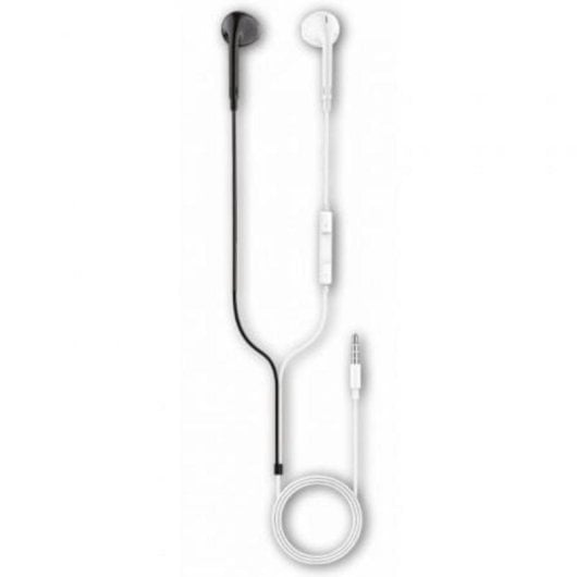 Auriculares Tech One Tech earTECH Be Original con cable Mini Jack 3.5 mm, micrófono y controles, blanco y negro