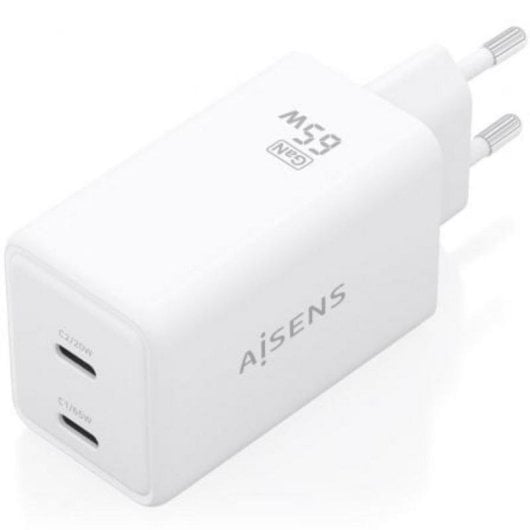 Caricatore GaN Aisens ASCH-65W2P078-W 65W 2xUSB-C PD3.0 QC4.0 Bianco
