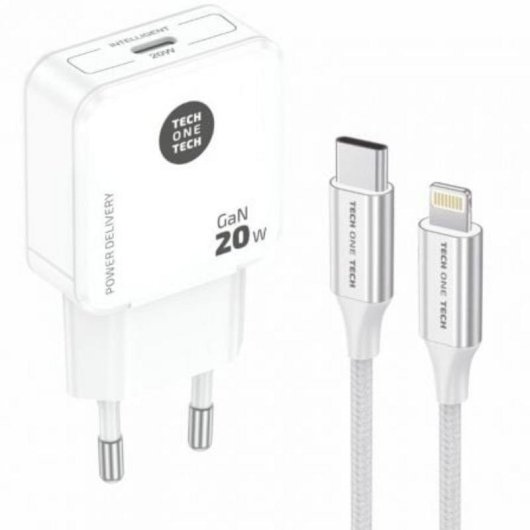 Carregador de parede Tech One Tech TEC2222 GaN 20W USB-C com Lightning