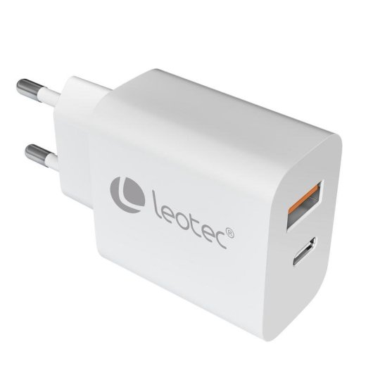 Chargeur Leotec LECSPH20W2W2 USB-C PD 20W USB-A Compact Blanc