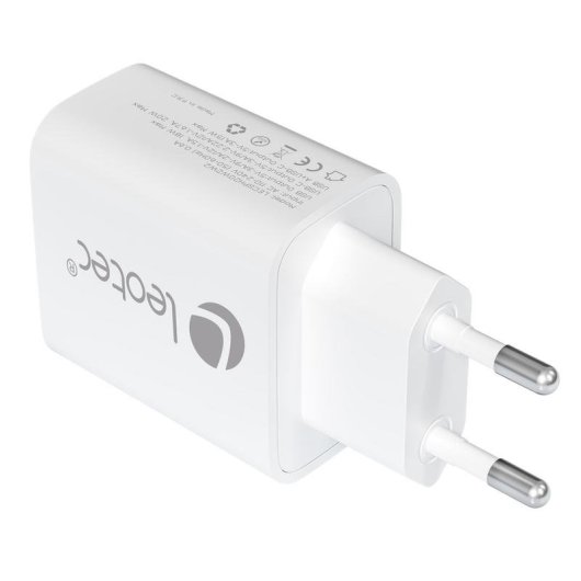 Chargeur Leotec LECSPH20W2W2 USB-C PD 20W USB-A Compact Blanc
