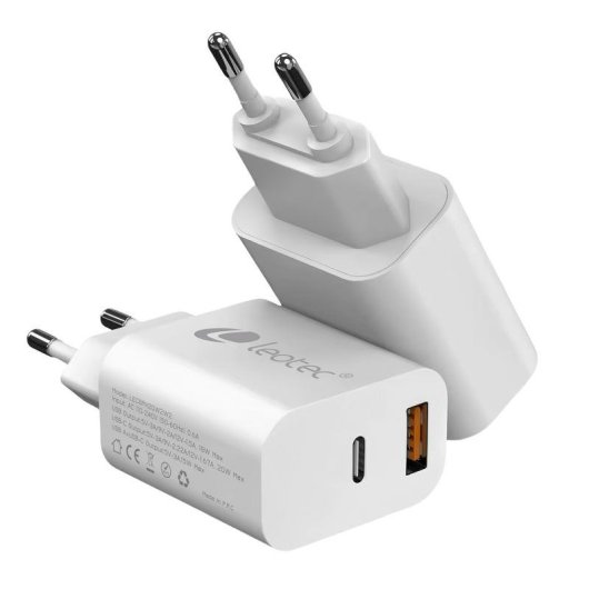 Chargeur Leotec LECSPH20W2W2 USB-C PD 20W USB-A Compact Blanc