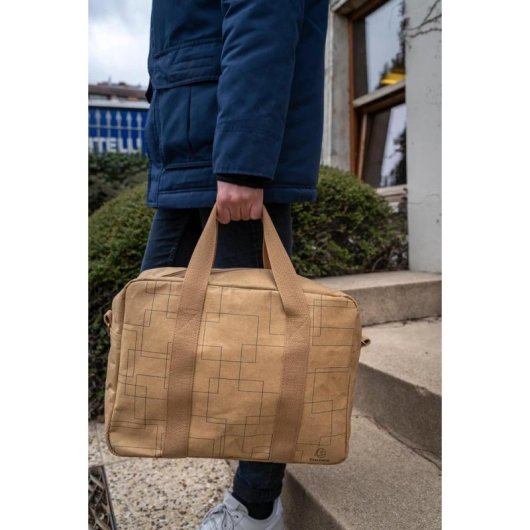 Malette Exacompta Eterneco 15 pouces papier lavable marron 13L motifs géométriques