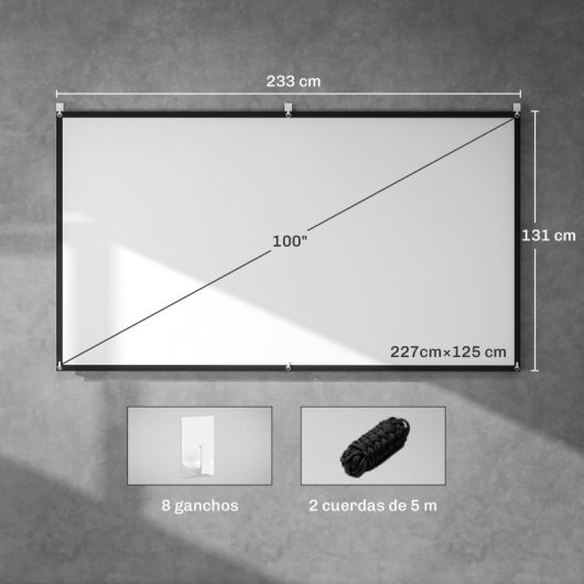 Homcom Pantalla De Proyector Manual 100 Pulgadas Formato 16:9 Blanco