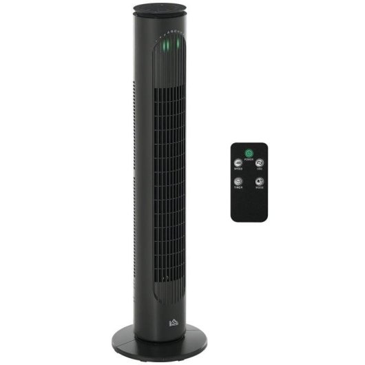 Homcom Ventilador De Torre Con Control Remoto 3 Velocidade 3 Modos Gris Oscuro