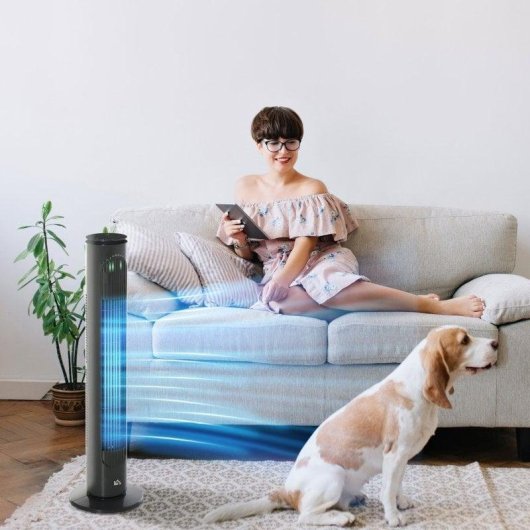 Homcom Ventilador De Torre Con Control Remoto 3 Velocidade 3 Modos Gris Oscuro