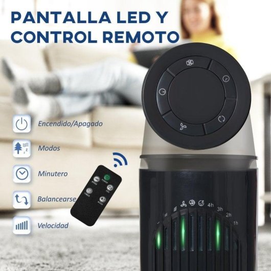 Homcom Ventilador De Torre Con Control Remoto 3 Velocidade 3 Modos Gris Oscuro