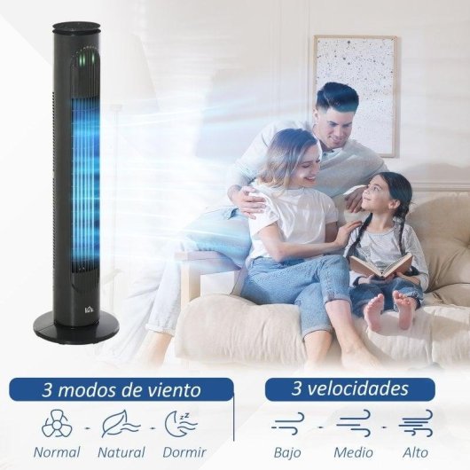 Homcom Ventilador De Torre Con Control Remoto 3 Velocidade 3 Modos Gris Oscuro