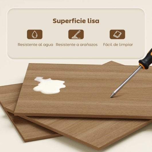 Secretária dobrável Homcom com estante e 4 prateleiras, 105 x 60 x 127 cm, cor natural.