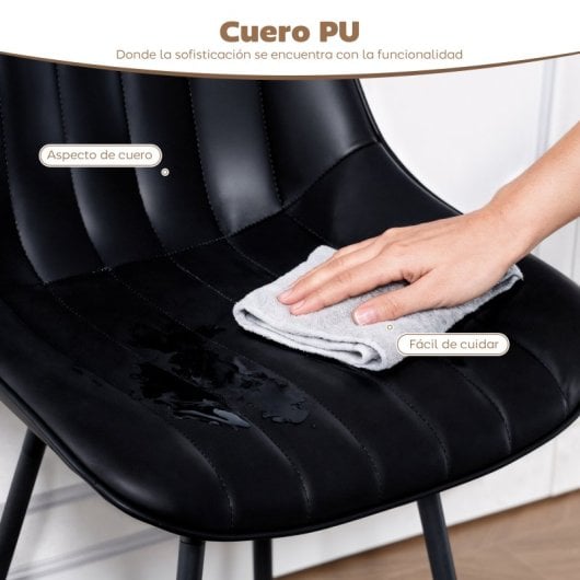 Banquetas giratórias Homcom 2 com rotação de 360°, revestidas em pele sintética preta.