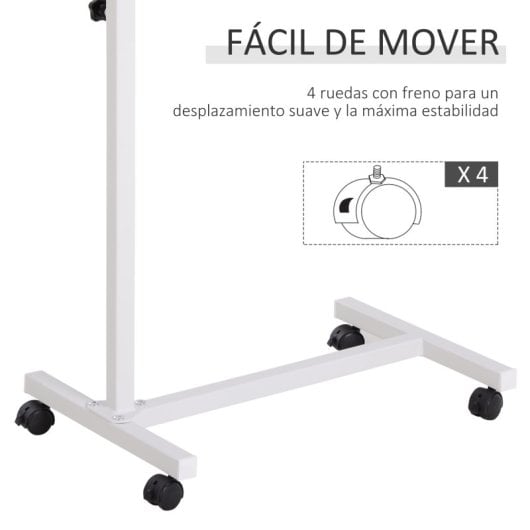 Mesa de apoio Homcom com rodízios, altura ajustável, 77x40x76-100 cm, nogueira escura