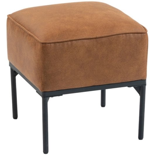 Puf para sala de estar Homcom, estofado em pele PU com pés acolchoados em aço, castanho.