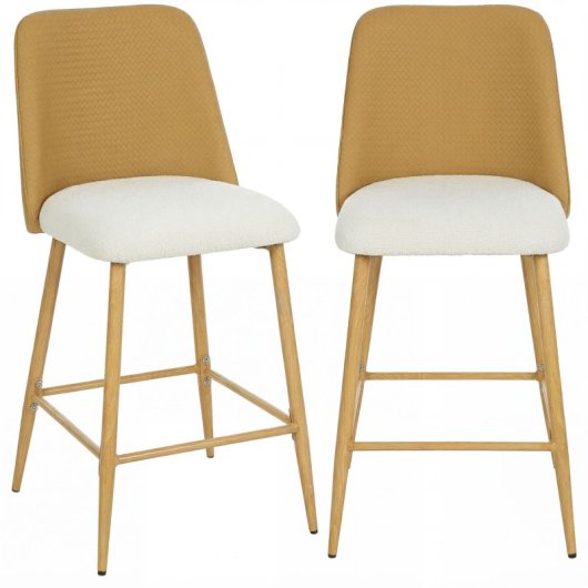 Conjunto de 2 bancos de bar Homcom com encosto e apoio para os pés, castanhos