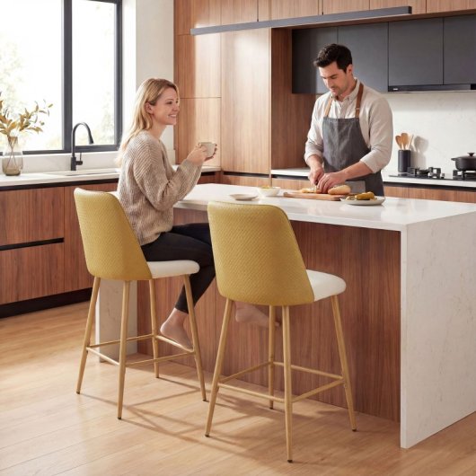 Conjunto de 2 bancos de bar Homcom com encosto e apoio para os pés, castanhos