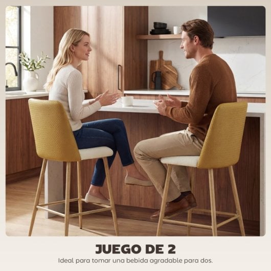 Conjunto de 2 bancos de bar Homcom com encosto e apoio para os pés, castanhos