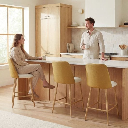 Conjunto de 2 bancos de bar Homcom com encosto e apoio para os pés, castanhos