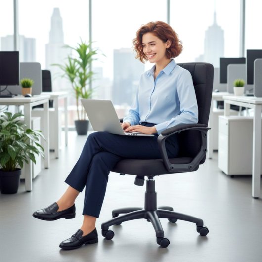 Vinsetto Silla De Oficina Giratoria De Lino Sintético Altura Ajustable Negro