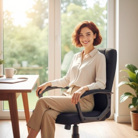 Vinsetto Silla De Oficina Giratoria De Lino Sintético Altura Ajustable Negro